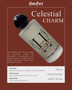 HamPerf Celestial Charm perfume bottle on a brown background