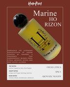 HamPerf Marine Horizon fragrance bottle on a brown background